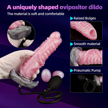 Consolador con tentáculos y ovipositor de fantasía, tapón anal de silicona rosa, para masturbación femenina.
