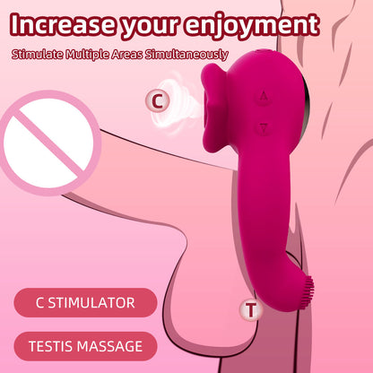 Anillo vibrador para el pene con succión bucal: juguete sexual multiestimulación de silicona para mujeres y hombres.