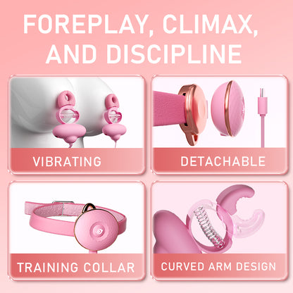 Vibrating Silicone Nipple Clamps – Extreme Restraints Necklace Bondage BDSM Sex Toys