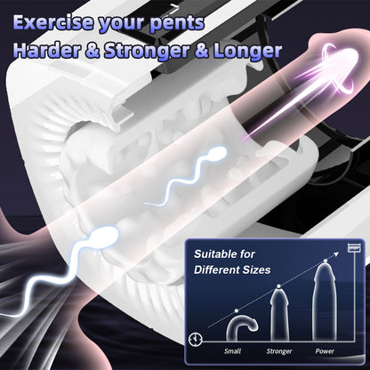 Masturbador masculino inteligente de silicona con empuje - Masajeador de pene con vibración, succión y rotación