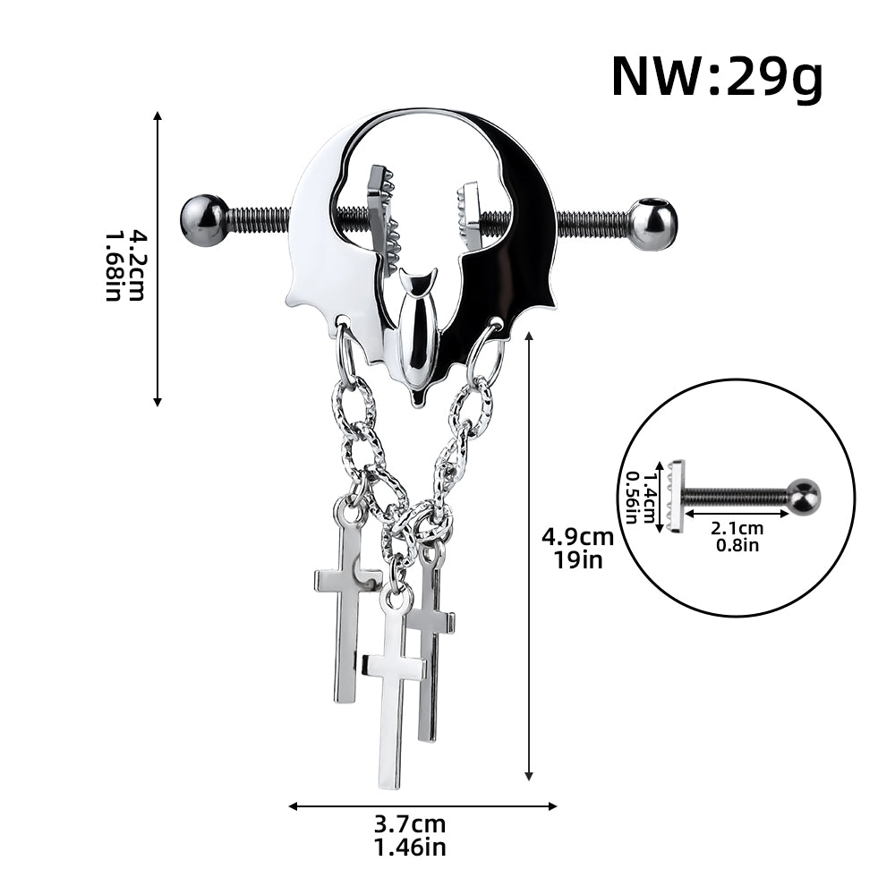 Pinzas para pezones con forma de crucifijo: juguetes sexuales de bondage para mujeres