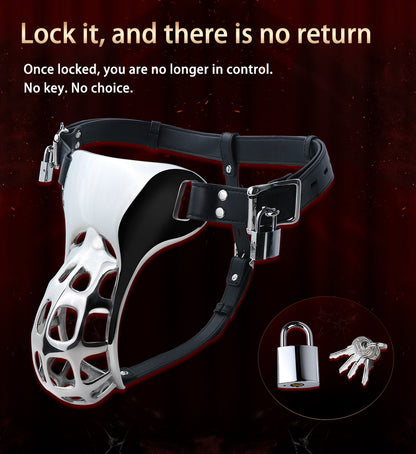 Stainless Steel Cock Cage – Secure BDSM Chastity Device for Control & Lasting Wear