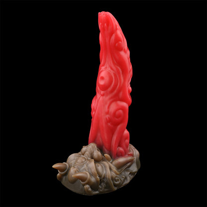 Consolador anal Fantasy Bad Tongue con ventosa de silicona roja, juguete sexual para mujeres