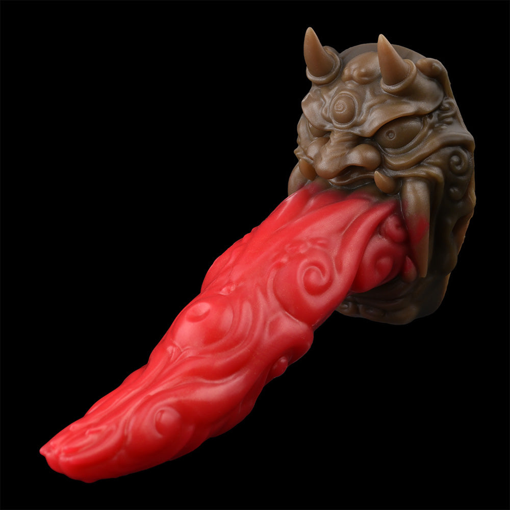 Consolador anal Fantasy Bad Tongue con ventosa de silicona roja, juguete sexual para mujeres
