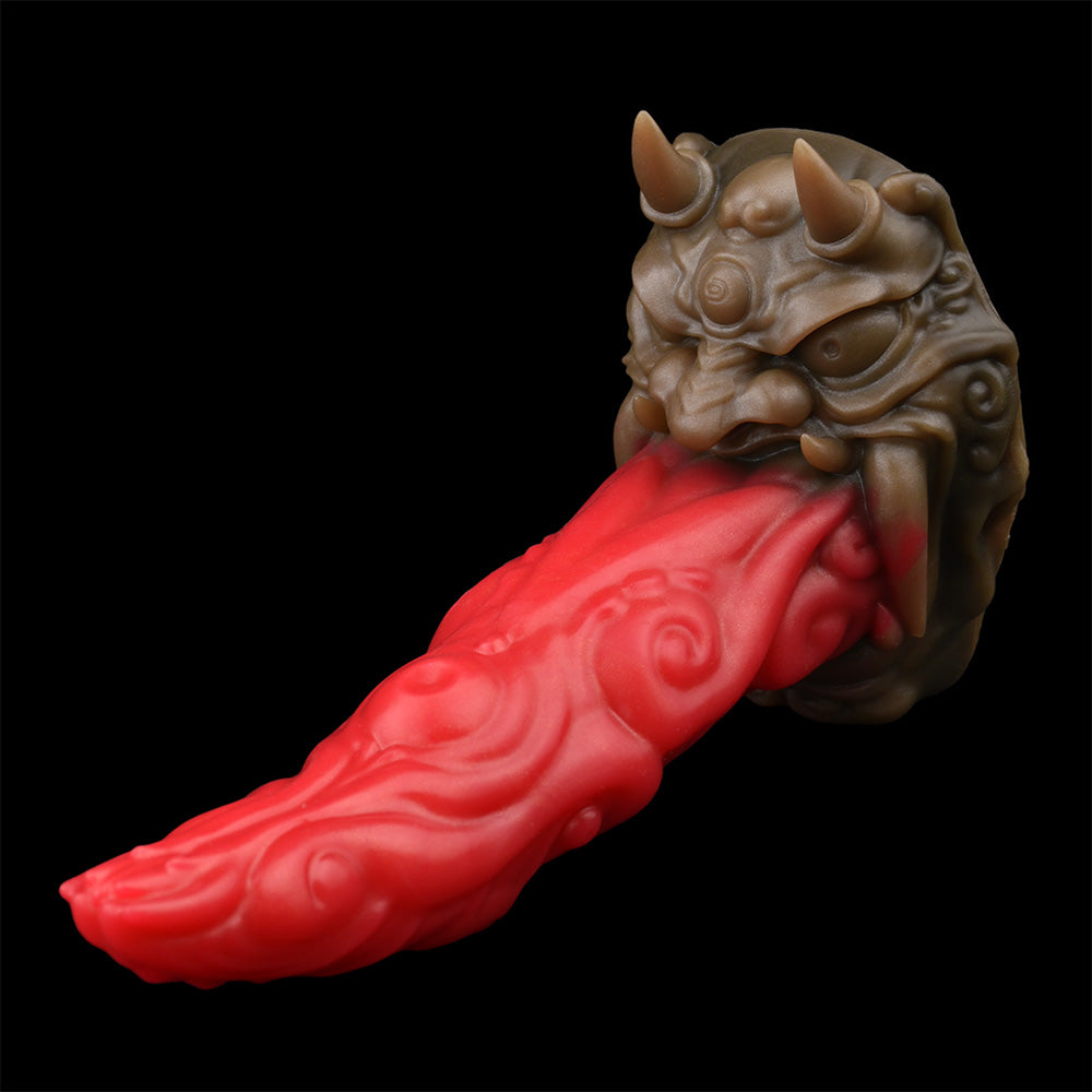 Consolador anal Fantasy Bad Tongue con ventosa de silicona roja, juguete sexual para mujeres