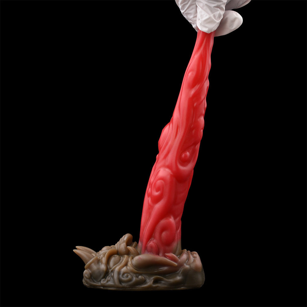 Consolador anal Fantasy Bad Tongue con ventosa de silicona roja, juguete sexual para mujeres