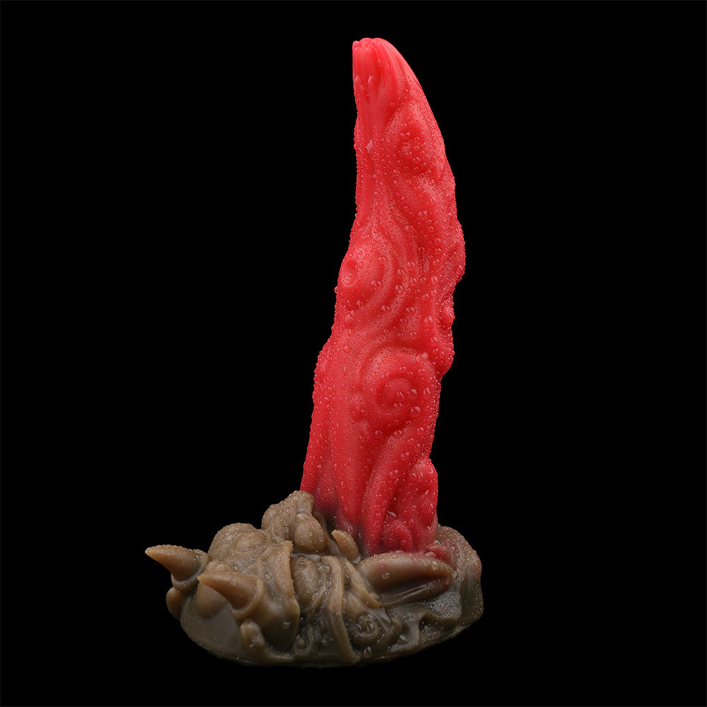 Consolador anal Fantasy Bad Tongue con ventosa de silicona roja, juguete sexual para mujeres