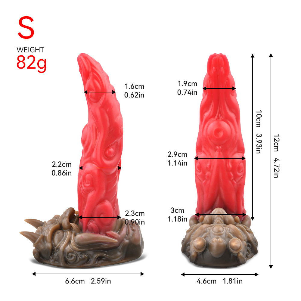 Consolador anal Fantasy Bad Tongue con ventosa de silicona roja, juguete sexual para mujeres