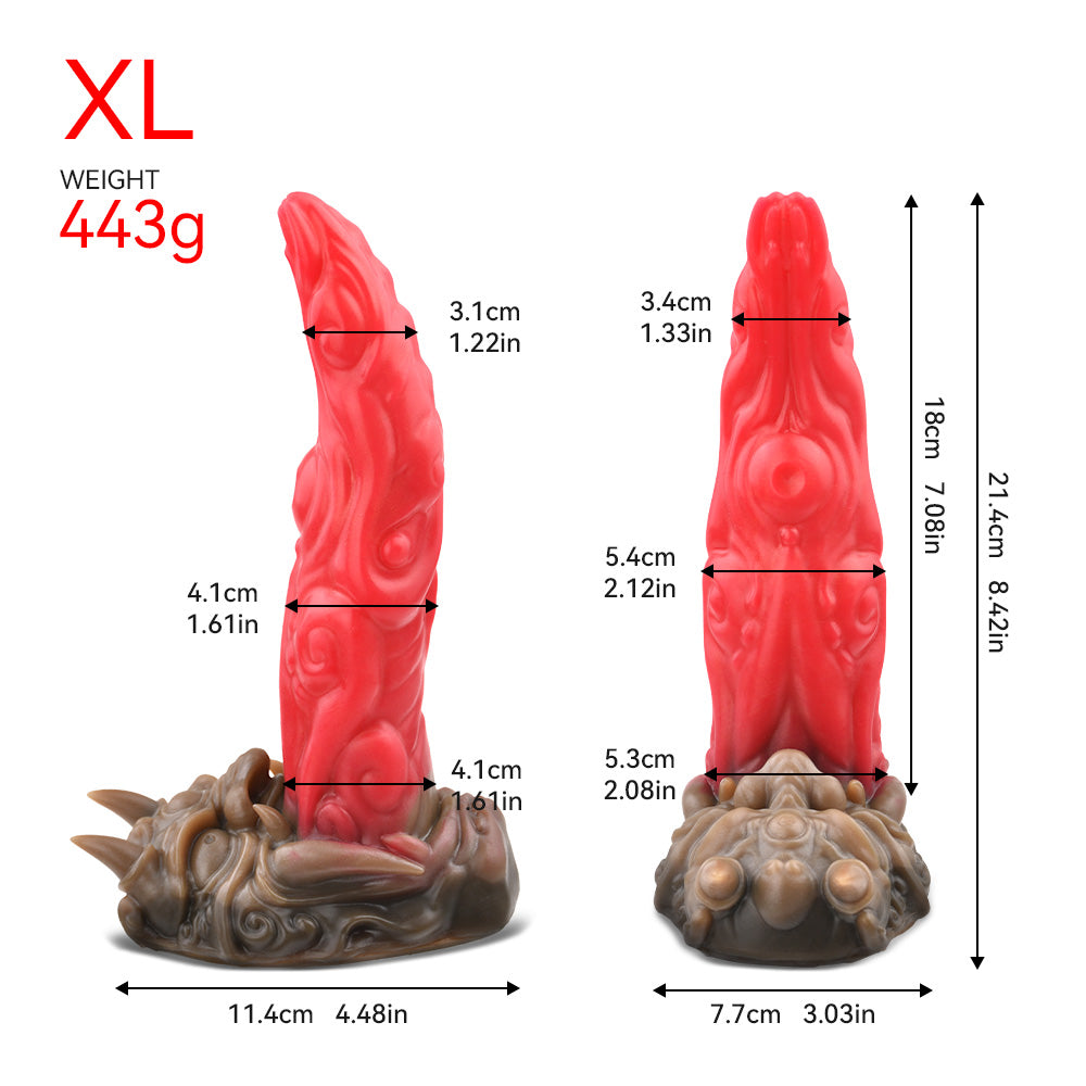 Consolador anal Fantasy Bad Tongue con ventosa de silicona roja, juguete sexual para mujeres