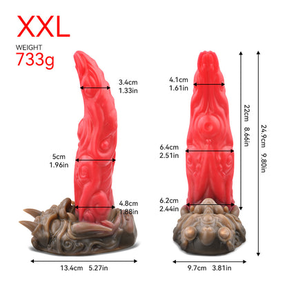 Consolador anal Fantasy Bad Tongue con ventosa de silicona roja, juguete sexual para mujeres
