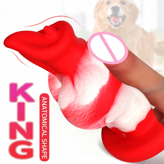 Fantasy Dog Dildo Anal Butt Plug-Realistic Vibrators Silicone Sex Toys for Women Men